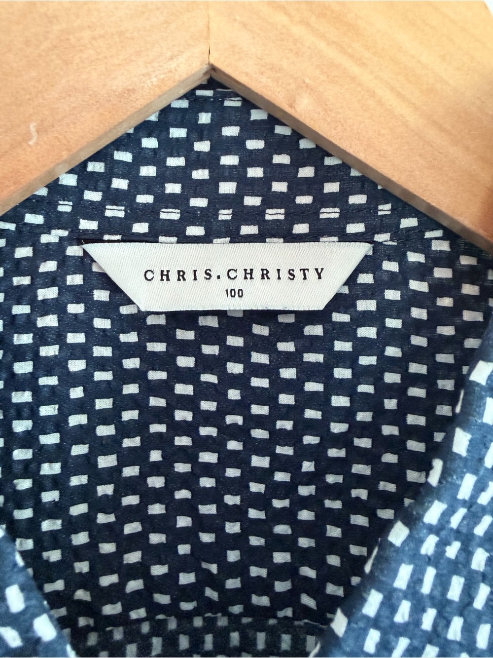 Chris Christy Men's Long Sleeve Button Down Collared Shirt Size Large (100) Blue - Picture 4 of 9